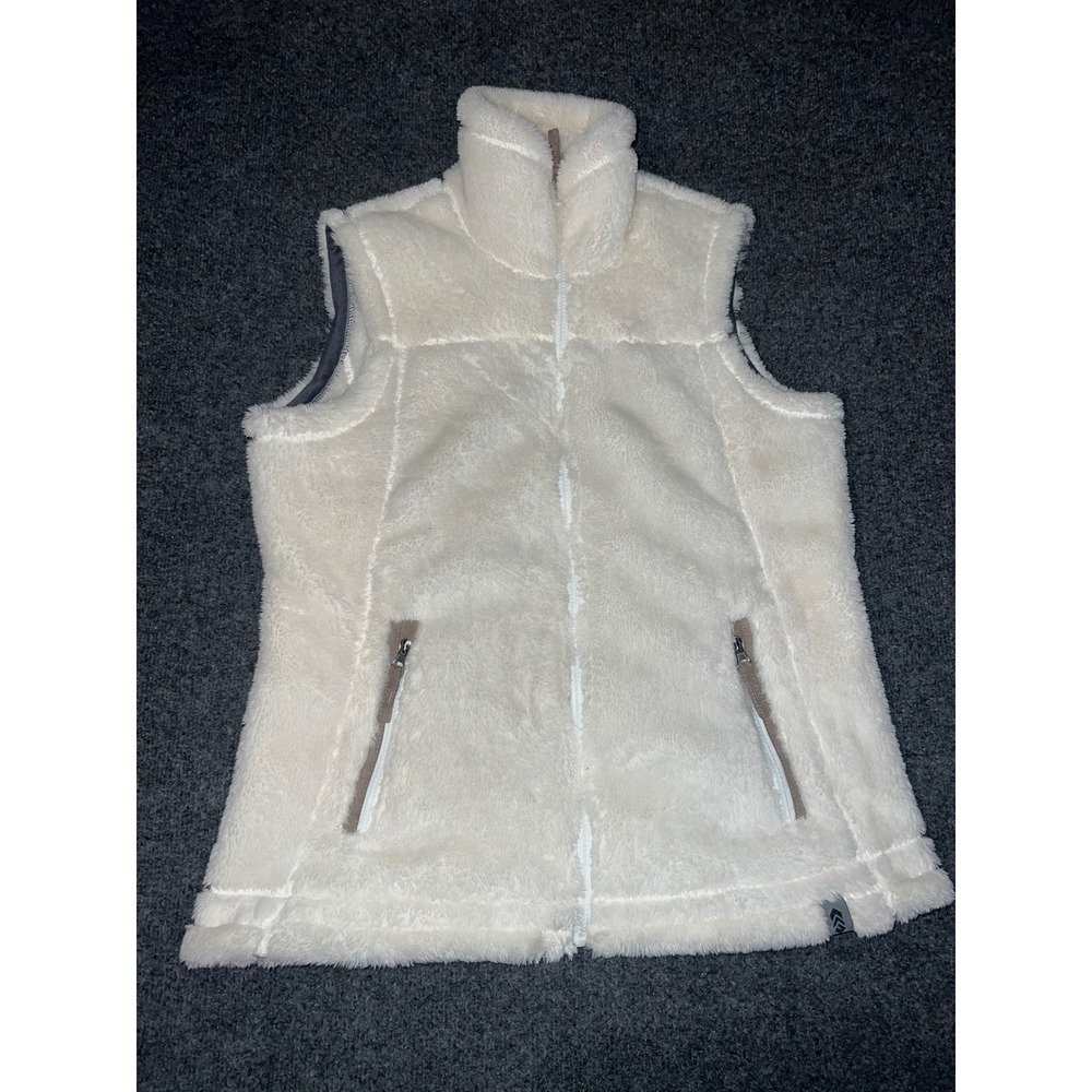 Free Country Womens Faux Fur Fleece Vest Cream White Size Medium